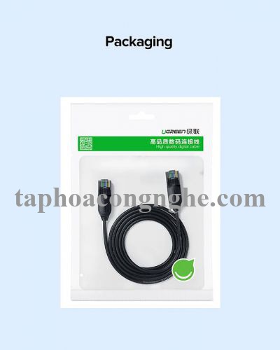 Ugreen 70654 5M cat6a 10Gbps 500MHz OD2.8mm Utp cáp mạng siêu mỏng thuần đồng màu đen NW122 30070654